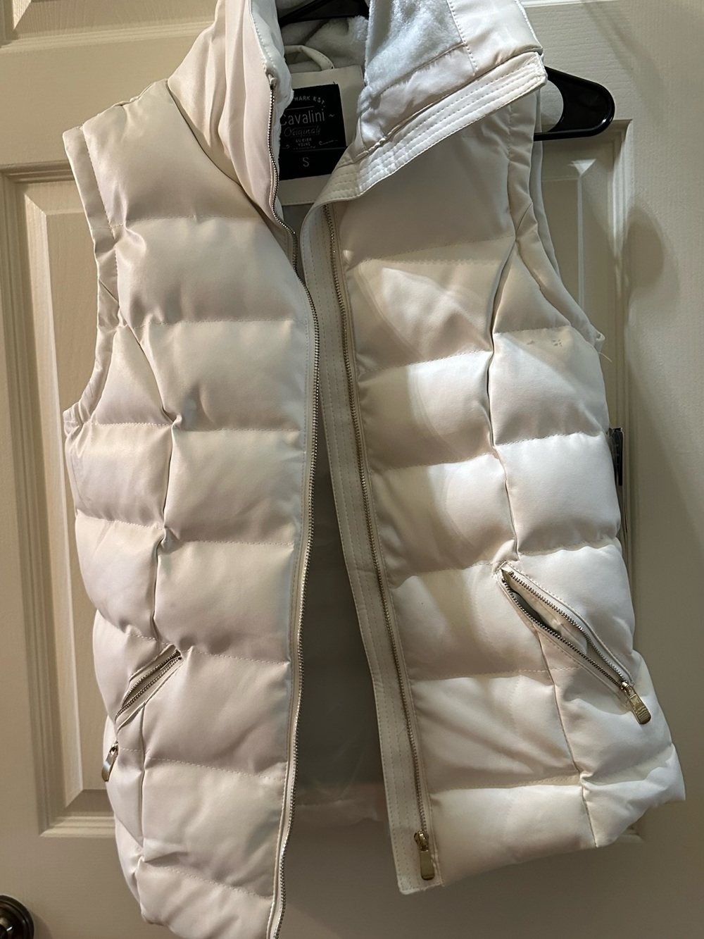 Cavalini Cream Quilted Puffer Vest with Stand Collar